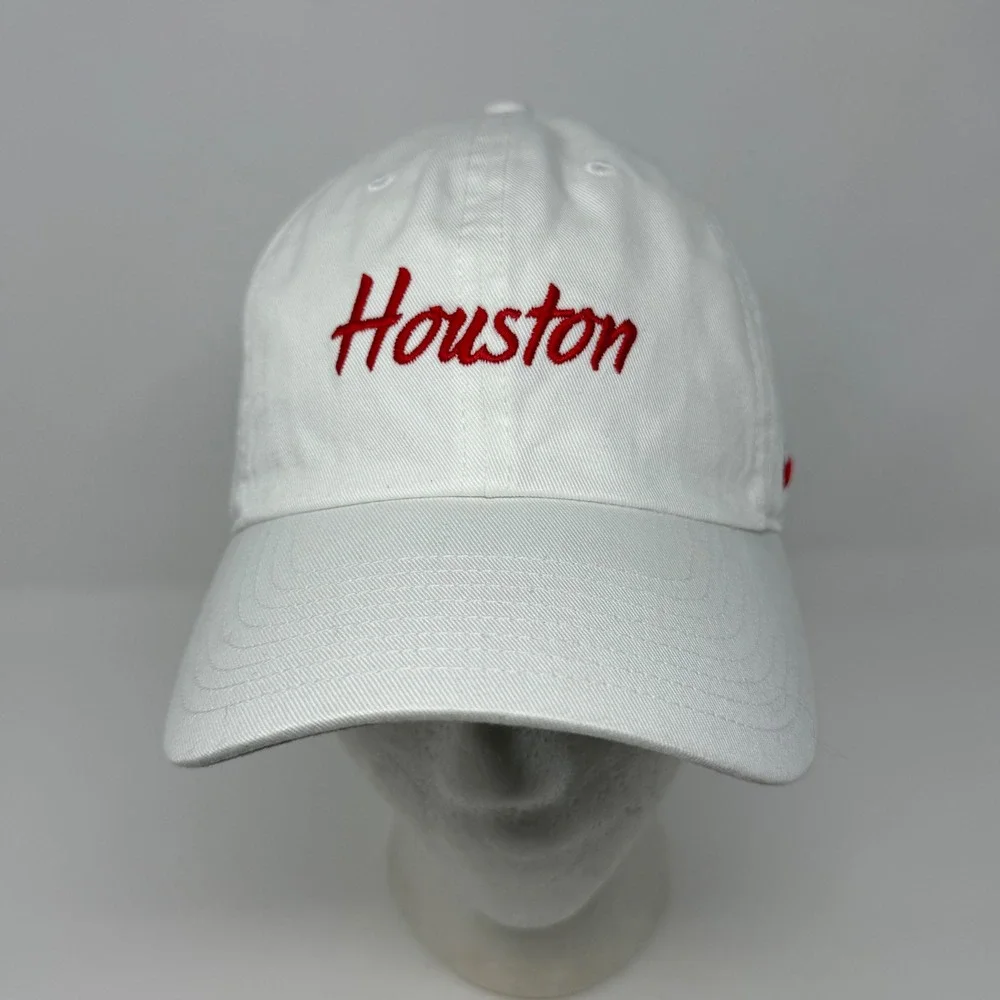 Nike Heritage86 Houston Script Adjustable Hat White Red Cotton Cap‎ 384427-10A